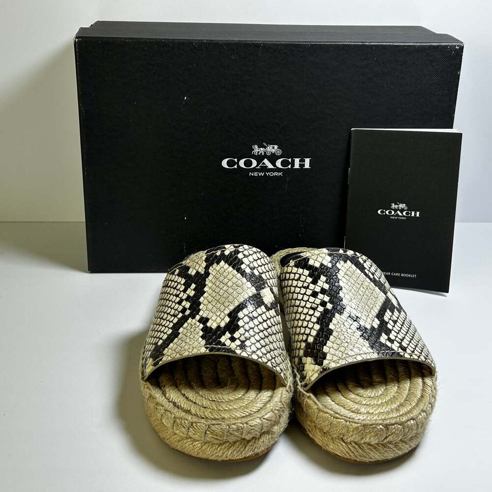 Coach Claudia Snakeskin Sliders Womens 5.5 Esparilles Summer Beachy Casual